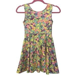 Girls Jelly Beans Photo Real Fit & Flare Dress Sz 7/8 Easter Skater Candy Print